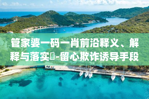 管家婆一码一肖前沿释义、解释与落实?-留心欺诈诱导手段