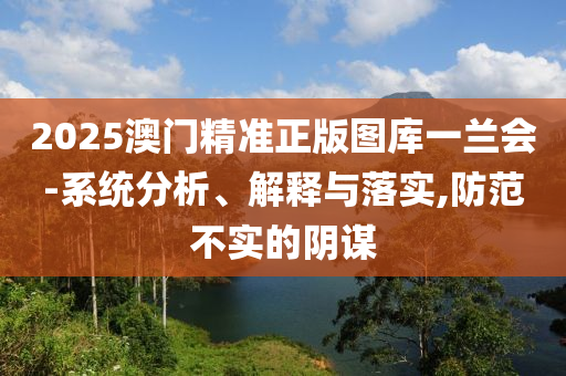 2025澳门精准正版图库一兰会-系统分析、解释与落实,防范不实的阴谋