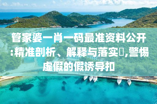 管家婆一肖一码最准资料公开:精准剖析、解释与落实?,警惕虚假的假诱导扣
