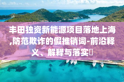 丰田独资新能源项目落地上海,防范欺诈的假推销词-前沿释义、解释与落实?