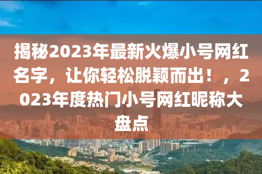 揭秘2023年最新火爆小号网红名字，让你轻松脱颖而出！，2023年度热门小号网红昵称大盘点