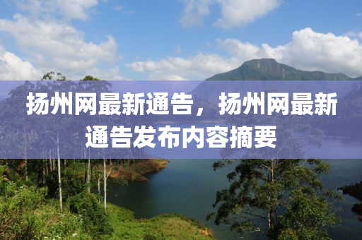 扬州网最新通告，扬州网最新通告发布内容摘要
