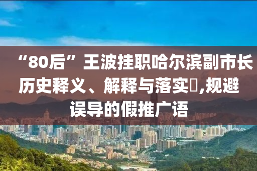“80后”王波挂职哈尔滨副市长历史释义、解释与落实?,规避误导的假推广语
