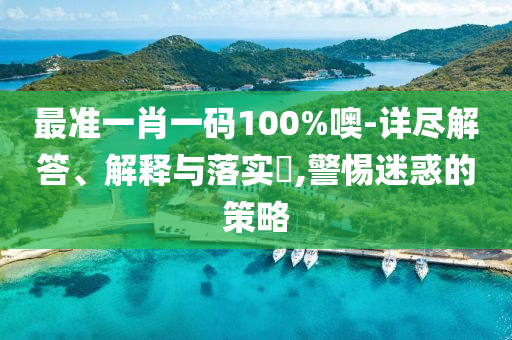 最准一肖一码100%噢-详尽解答、解释与落实?,警惕迷惑的策略