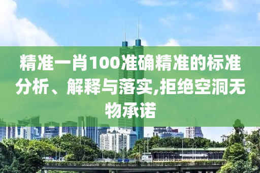 精准一肖100准确精准的标准分析、解释与落实,拒绝空洞无物承诺